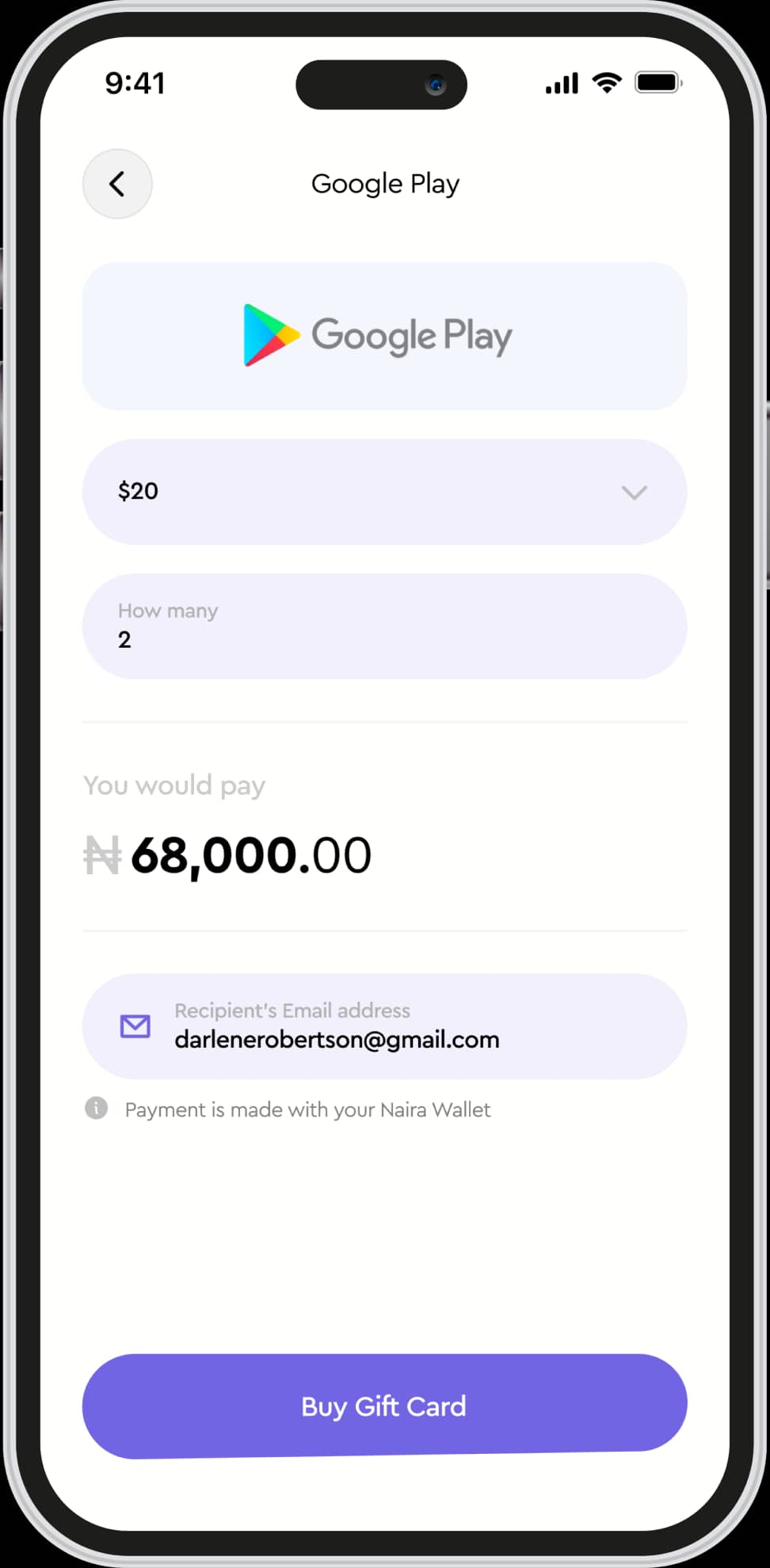 How to buy Google Play gift cards on Ridima — illustration